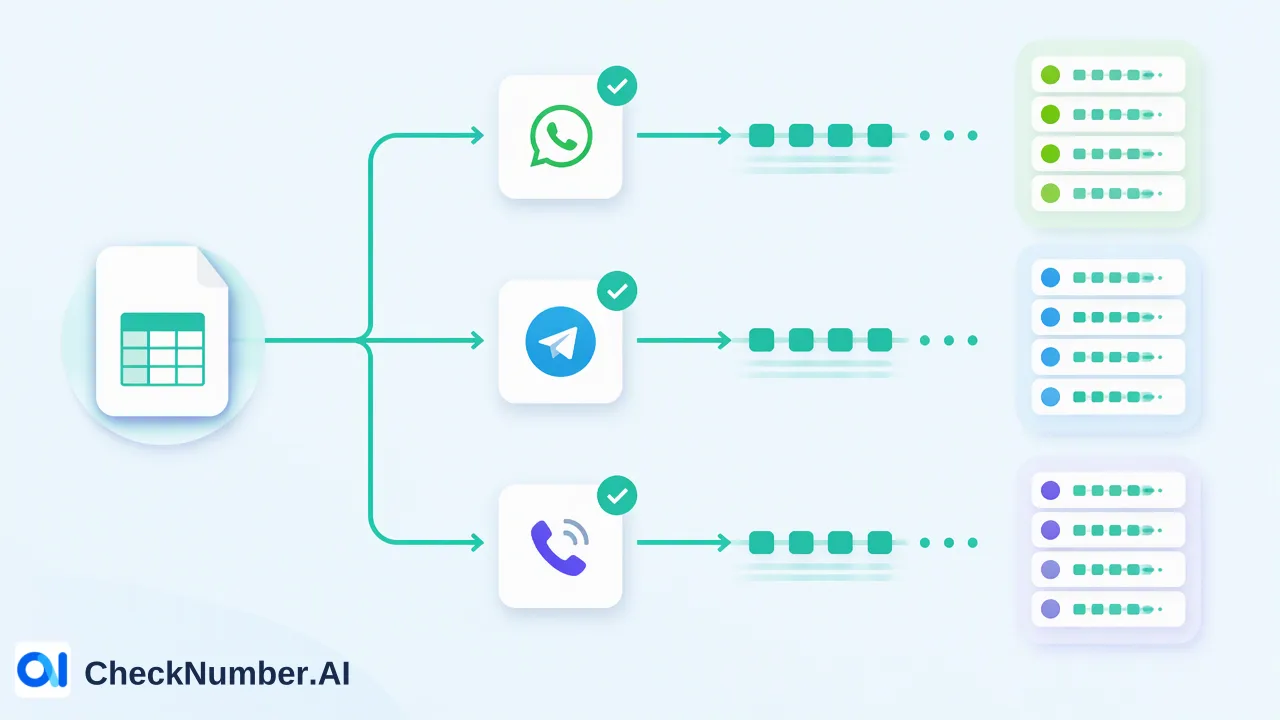 Learn how to bulk-verify phone numbers using CSV lists on CheckNumber.AI, select the right platform-specific checkers, and interpret check-time registration signals for outreach planning.