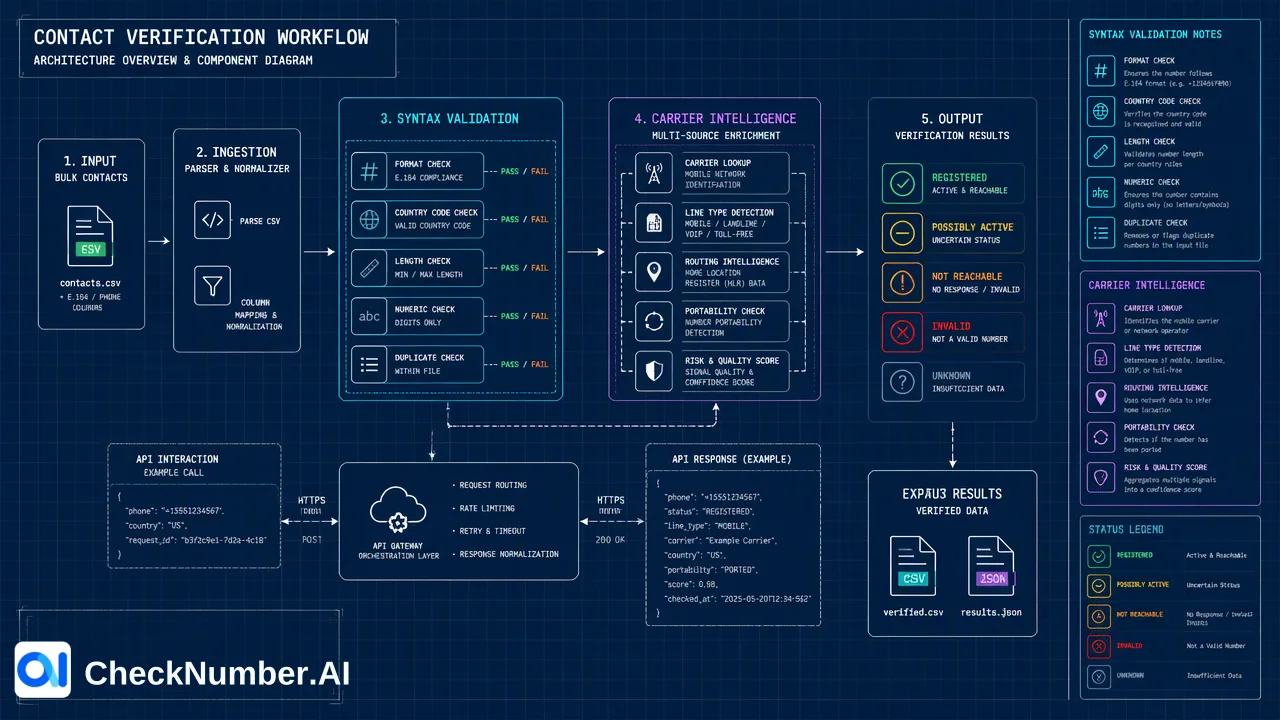 Compare a validação de formato e a verificação em tempo real para entender quando utilizar verificações de sintaxe estrutural versus inteligência de operadora e sinais de registro em plataformas.