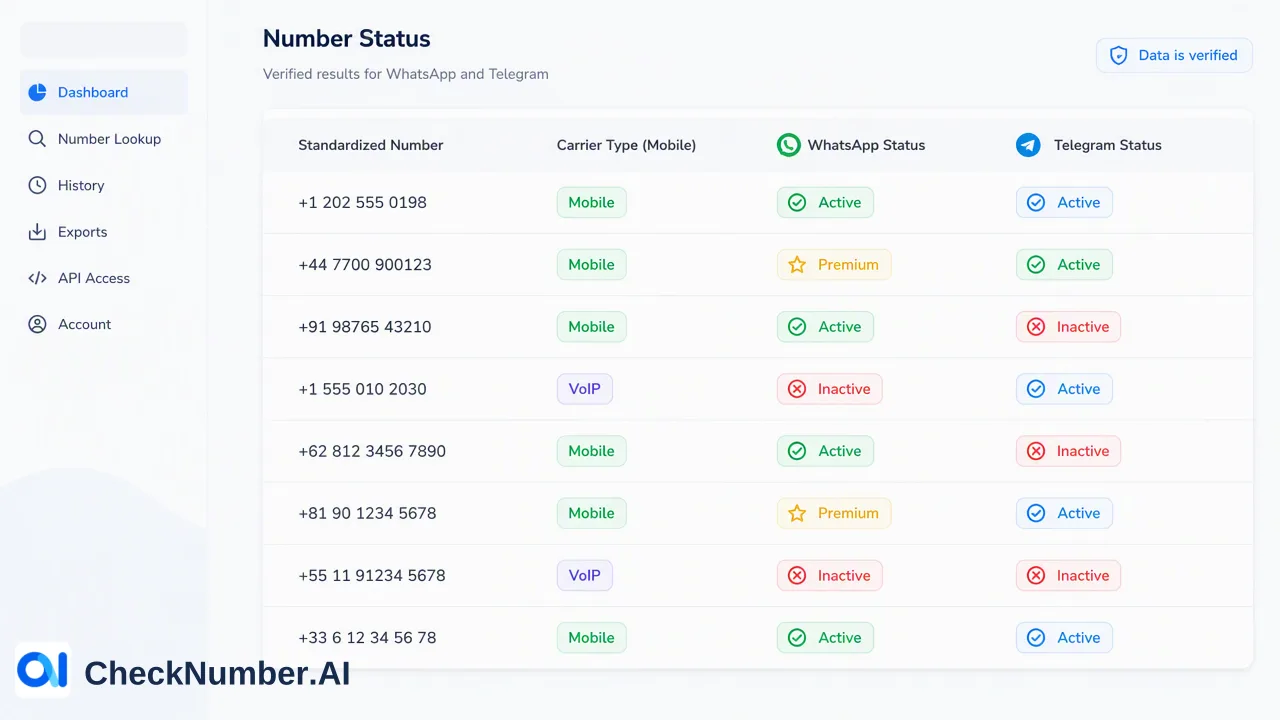 A technical best-practices guide for organizing and validating global contact lists by separating raw number standardization from platform-specific registration and activity signals.