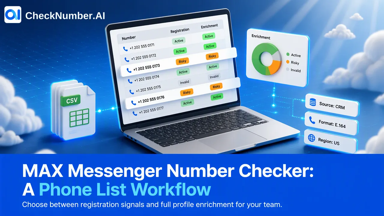 Aprenda a preparar uma lista telefônica para o MAX, escolher o verificador correto e interpretar os resultados de registro ou enriquecimento dentro de seus limites documentados.