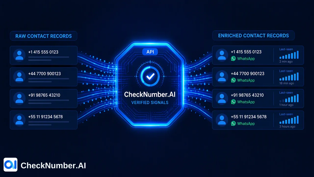了解如何通过 CSV 上传、REST API 访问和高级活动信号，为批量外呼构建可靠的 WhatsApp 联系人验证工作流。